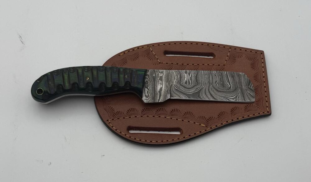 Handmade Damascus Steel Fixed Blade Knife w/ Leather Sheath – Pakistan Made NEW